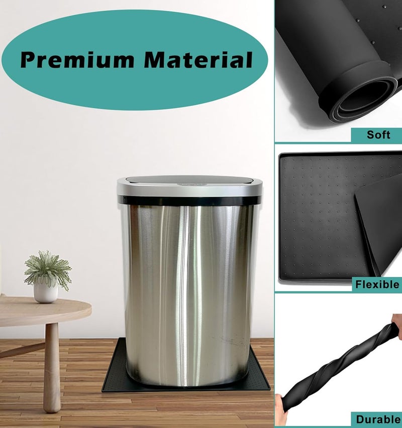 Luccov Trash Can Mat, Waterproof Raised Edge Silicone Under Garbage Can Mat, 11.8" X18.9" Non-Slip Trash Can Pad for Kitchen Office Bedroom Reduce Floor Carpet Wall Scratches, Black - Image 4